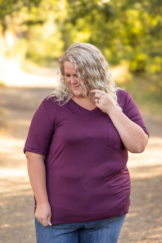 Sophie Pocket Tee - Burgundy | Women's Short Sleeve