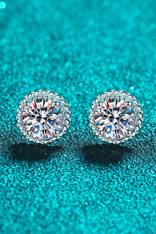  1 Carat Moissanite Rhodium-Plated Round Stud Earrings