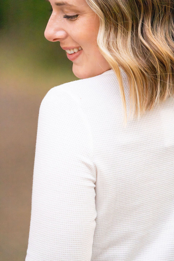 Harper Long Sleeve Henley - White | Women's Cozy Shirt