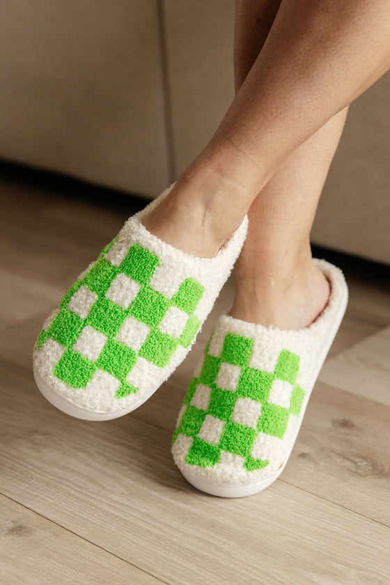 Checked Out Slippers in Green