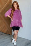 Don't Mind Me Mineral Wash Drop Shoulder Tee in Light Plum