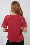 Heartbreaker Waffle Knit Tee in Cranberry