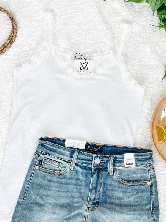 IN STOCKLexi Lace Tank - White | Women's Tank Top