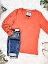 IN STOCK Larissa Long Sleeve - Pumpkin | Women's V-Neck Top