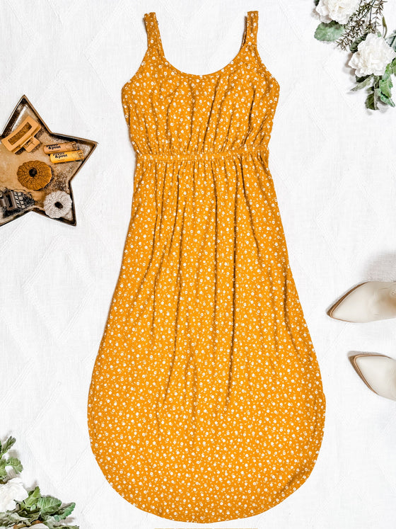 IN STOCK Reagan Ribbed Midi Dress - Pumpkin Floral | Women's Dress