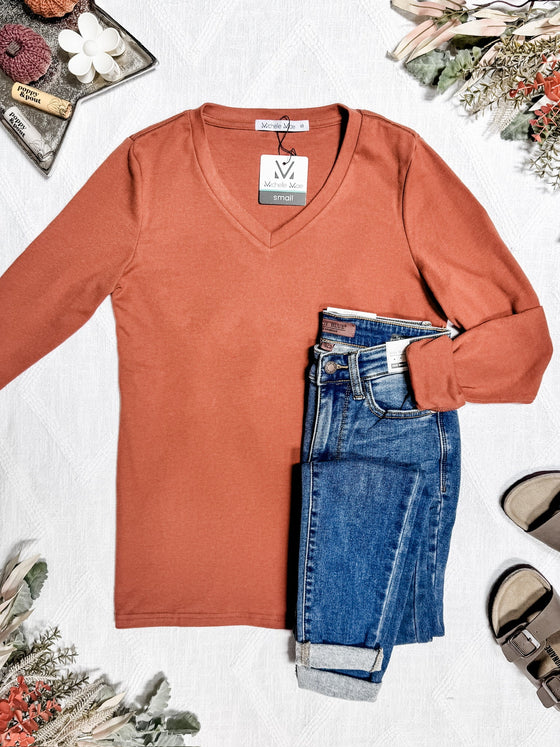 Leah Long Sleeve Top - Pumpkin | Women's Casual Top