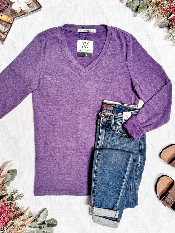 Leah Long Sleeve Top - Purple | Women's Casual Top