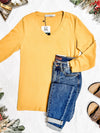 Leah Long Sleeve Top - Mustard | Women's Casual Top