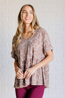  Mocha Petals V-Neck Top