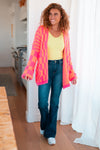 Noticed in Neon Checkered Cardigan in Pink and Orange