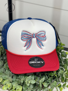  Adult Patriotic Doodle Bow Embroidered Foam Snapback Hat