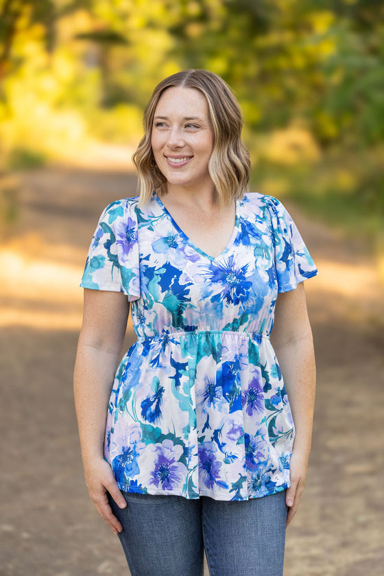 IN STOCK Emery Ruffle Top - Blue Floral | Women's Blouse