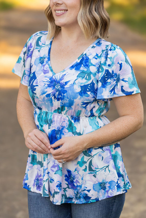 IN STOCK Emery Ruffle Top - Blue Floral | Women's Blouse