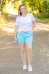 French Terry Stevie Shorts - Capri Blue | Women's Casual Shorts FINAL SALE