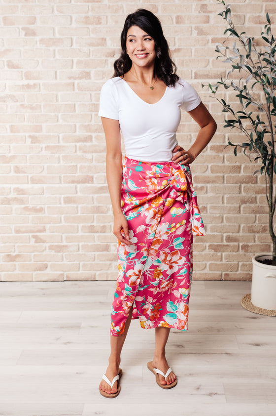 Take Me Outside Wrap Around Skirt in Magenta