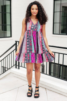  That's So Boho Mixed Print Sleeveless Dress