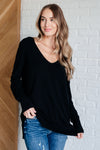 V-Neck Front Seam Sweater in Black