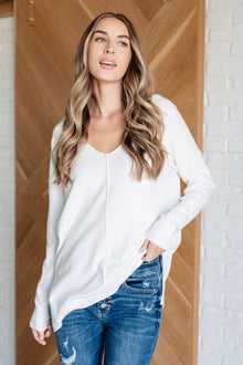  V-Neck Front Seam Sweater in Ivory