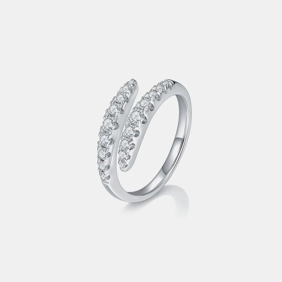 925 Sterling Silver Moissanite Bypass Ring