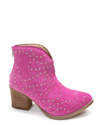  Twilight Studded Heeled Ankle Boot in Magenta