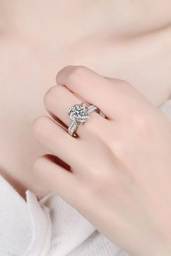 Moissanite Floral 18K Platinum-Plated Ring