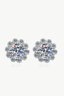  1 Carat Moissanite Floral-Shaped Stud Earrings