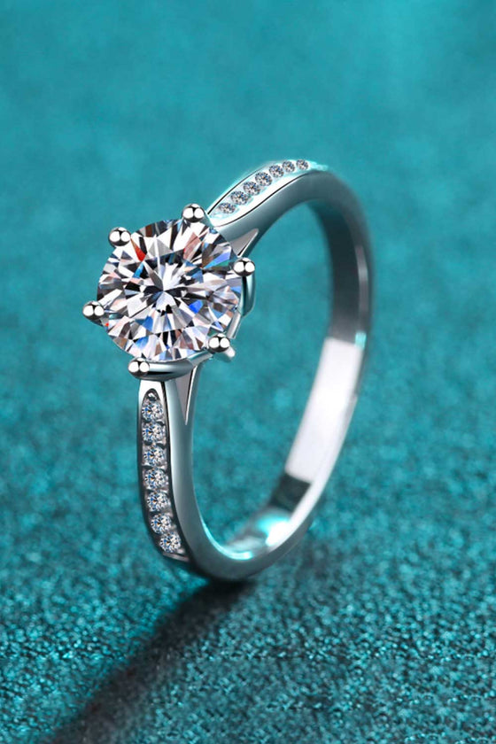 925 Sterling Silver Moissanite Adjustable Ring