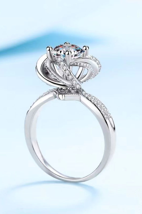 Moissanite Floral 18K Platinum-Plated Ring