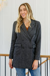 Chic Upon Arrival Button Down Blazer Jacket In Black