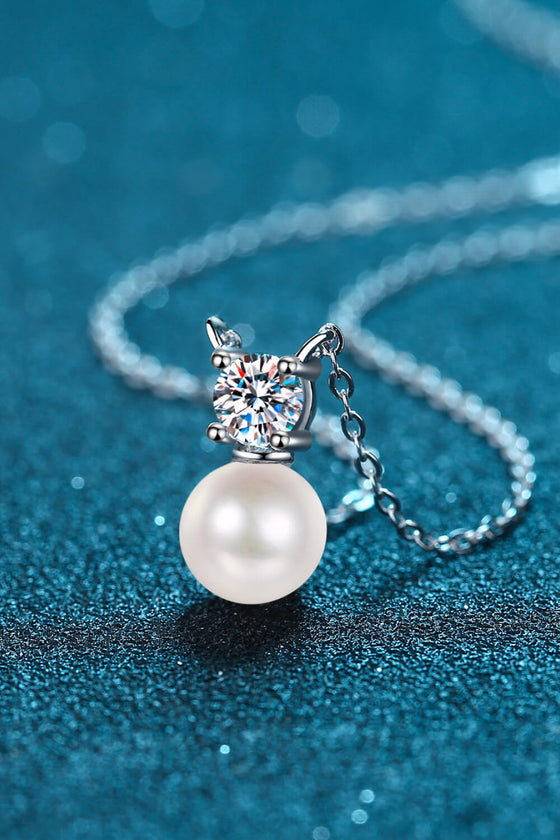 925 Sterling Silver Freshwater Pearl Moissanite Necklace