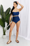 Marina West Swim Wave Break Contrast Trim One-Piece