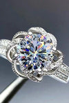 Moissanite Floral 18K Platinum-Plated Ring